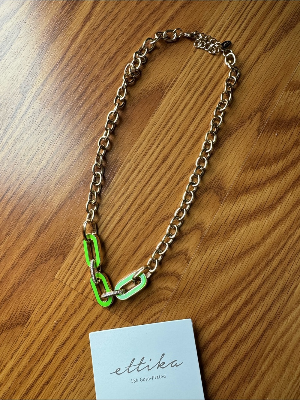 Ettika Gold Necklace with Green Statement Links